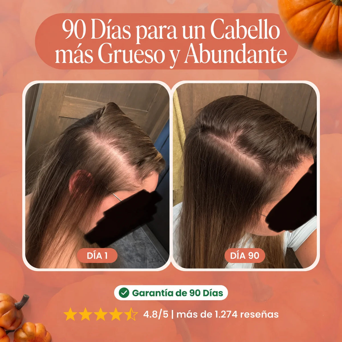 Menos caída del pelo en 26 días o menos