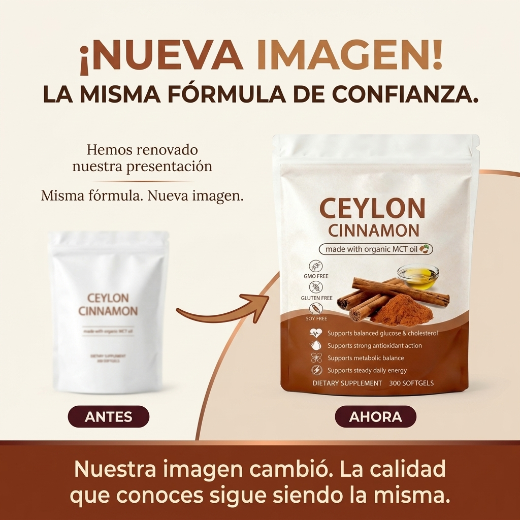 Canela de Ceilán equivalente a 7200 mg con aceite MCT